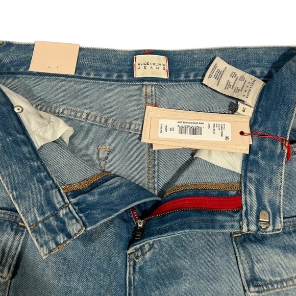 NWT Alice + Olivia Wide Leg Cargo Jeans Light Wash Women's 29 - Picture 4 of 16